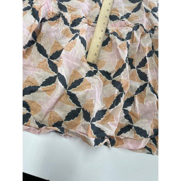 The Odells Dress Womens X Small Pink White Geo Print Lyla Motif Midi Puff Sleeve - Picture 8 of 9